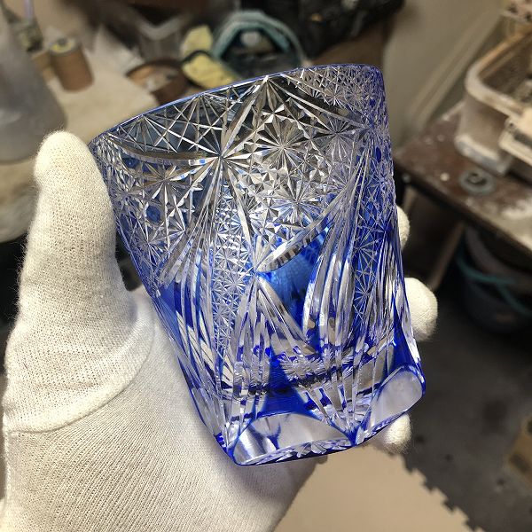 切子、五菊繚乱天開ロックグラス、コップ、高級、高い、切子作家、江戸切子の技術、一点物