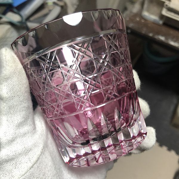 八角籠目天開ロックグラス、切子、切子作家、伝統的な製法、