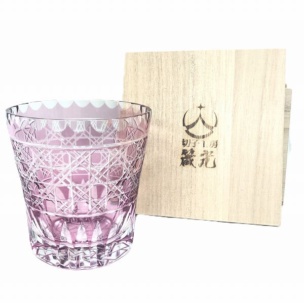 八角籠目天開ロックグラス、切子、切子作家、伝統的な製法、