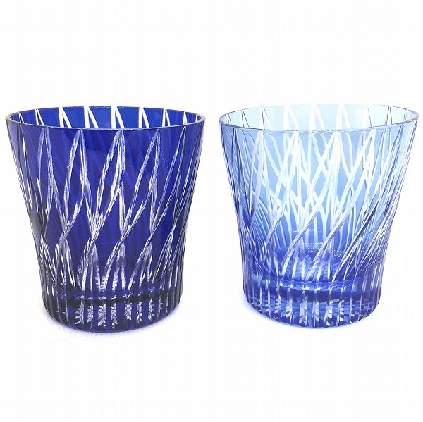 クロスロード天開ロックグラス、切子、切子作家、ペア、