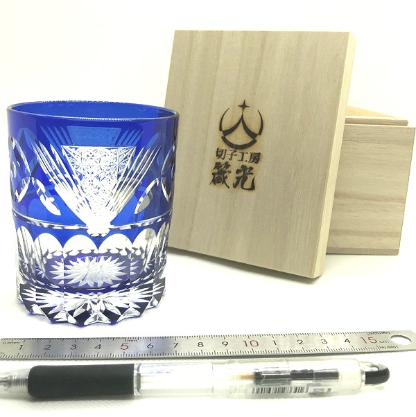 切子、結婚祝い、玉七宝に結びロックグラス、ペアグラス、ロックグラス、江戸切子の技法、伝統的