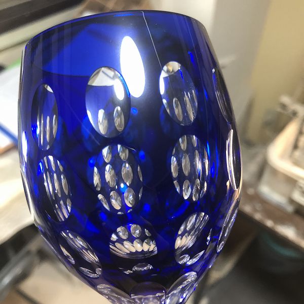 オーバルワイングラス、切子、切子作家、赤ワイン、伝統的な手法、