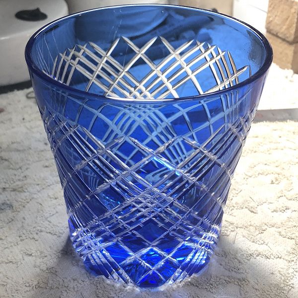 切子、底合わせ四つ矢来天開ロックグラス、ロックグラス、コップ、