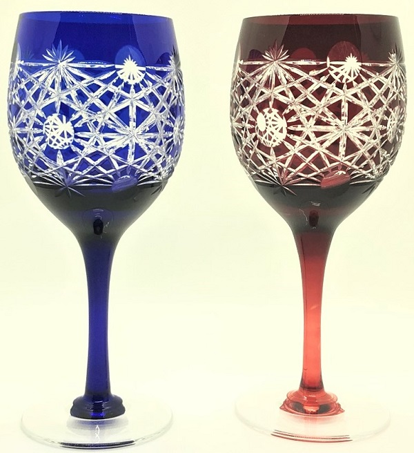 縁（ゆかり）ワイングラス、瑠璃、赤